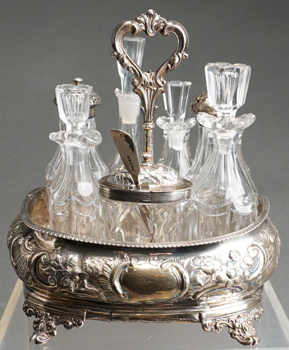 Appraisal: Victorian Sterling Silver Cruet Stand with Seven Cut Glass Inserts