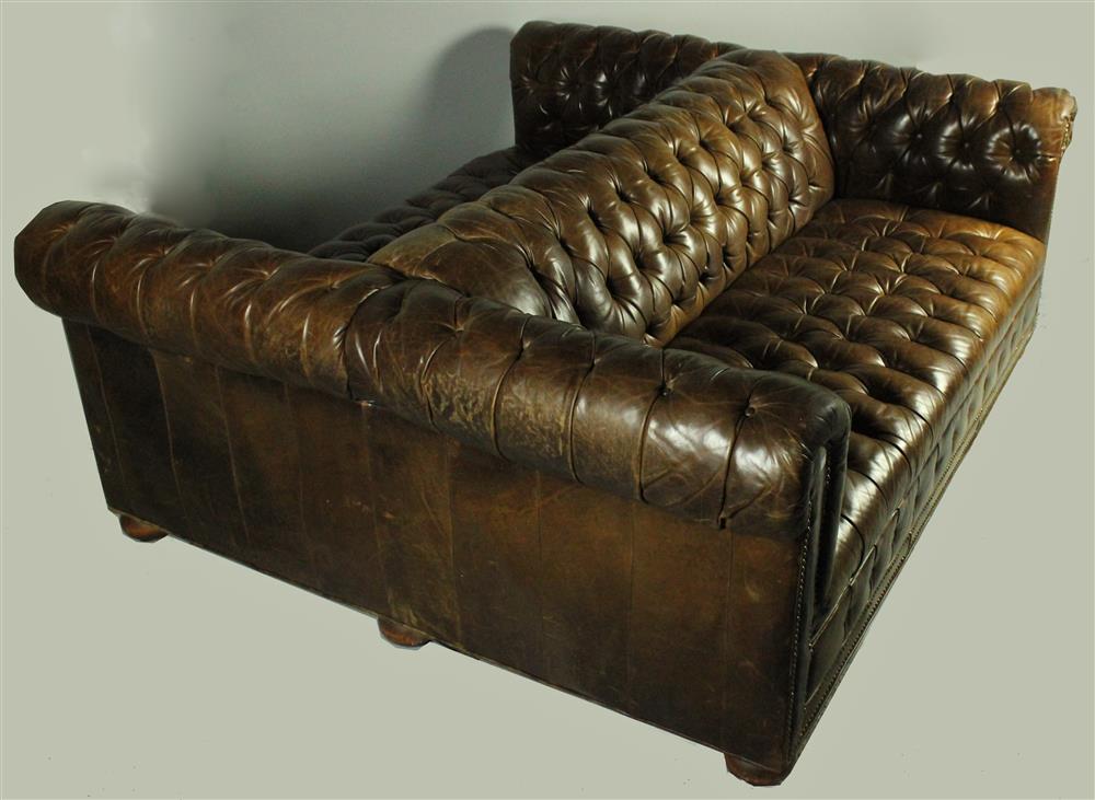 Appraisal: OLD HICKORY TANNERY CHESTERFIELD DOUBLE SOFA - the tufted straight