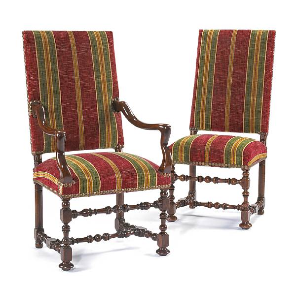 Appraisal: A set of eight French Louis XIV walnut chairssix side