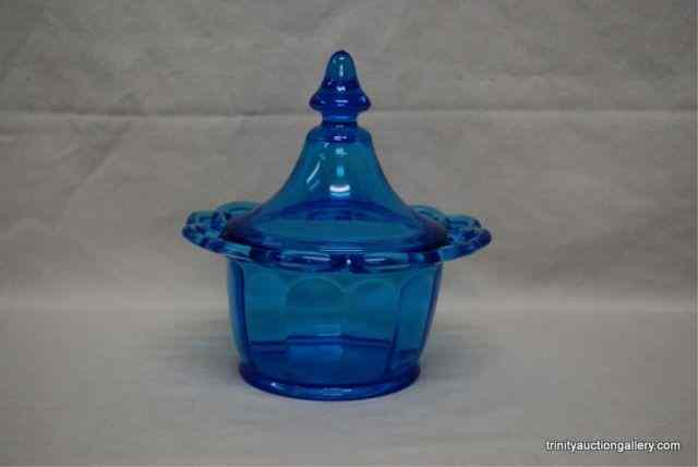 Appraisal: Vintage Blue Laced Edge Candy Dish w LidBy Imperial Glass