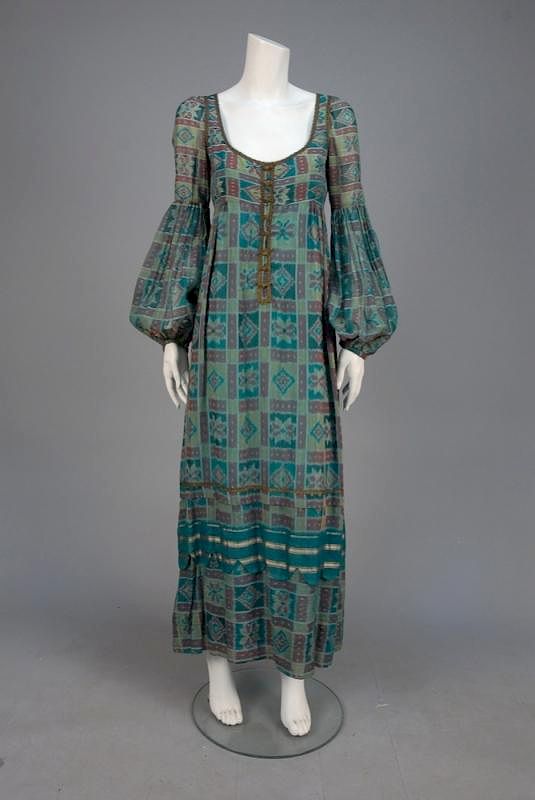 Appraisal: THEA PORTER IKAT PRINT MAXI DRESS s Green and brown