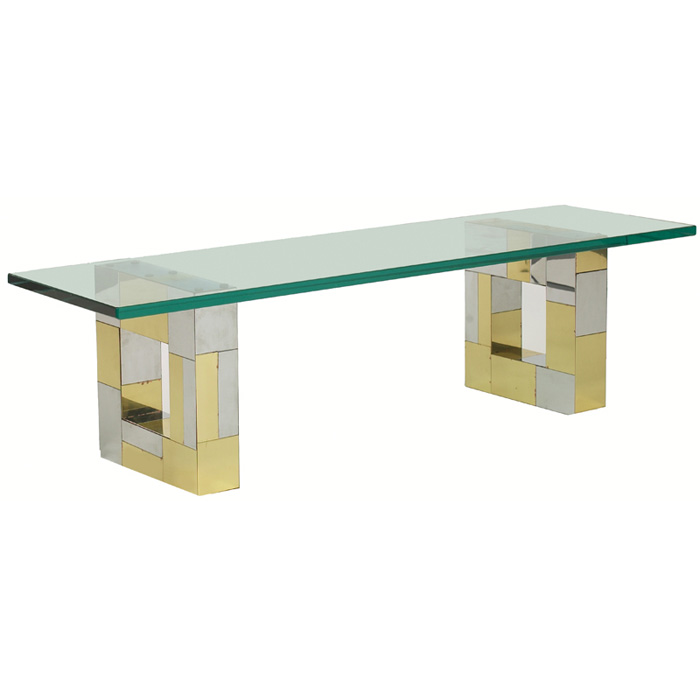 Appraisal: Paul Evans Cityscape wall shelf by Directional two square brackets