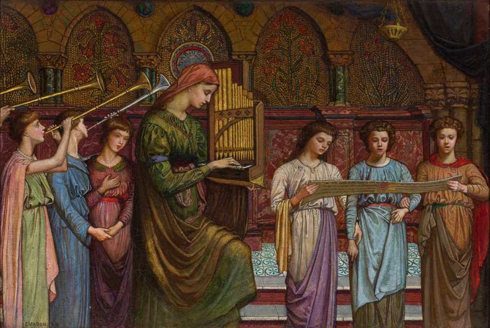 Appraisal: F MASON TH CENTURY BRITISH ST CECILIA Signed and dated