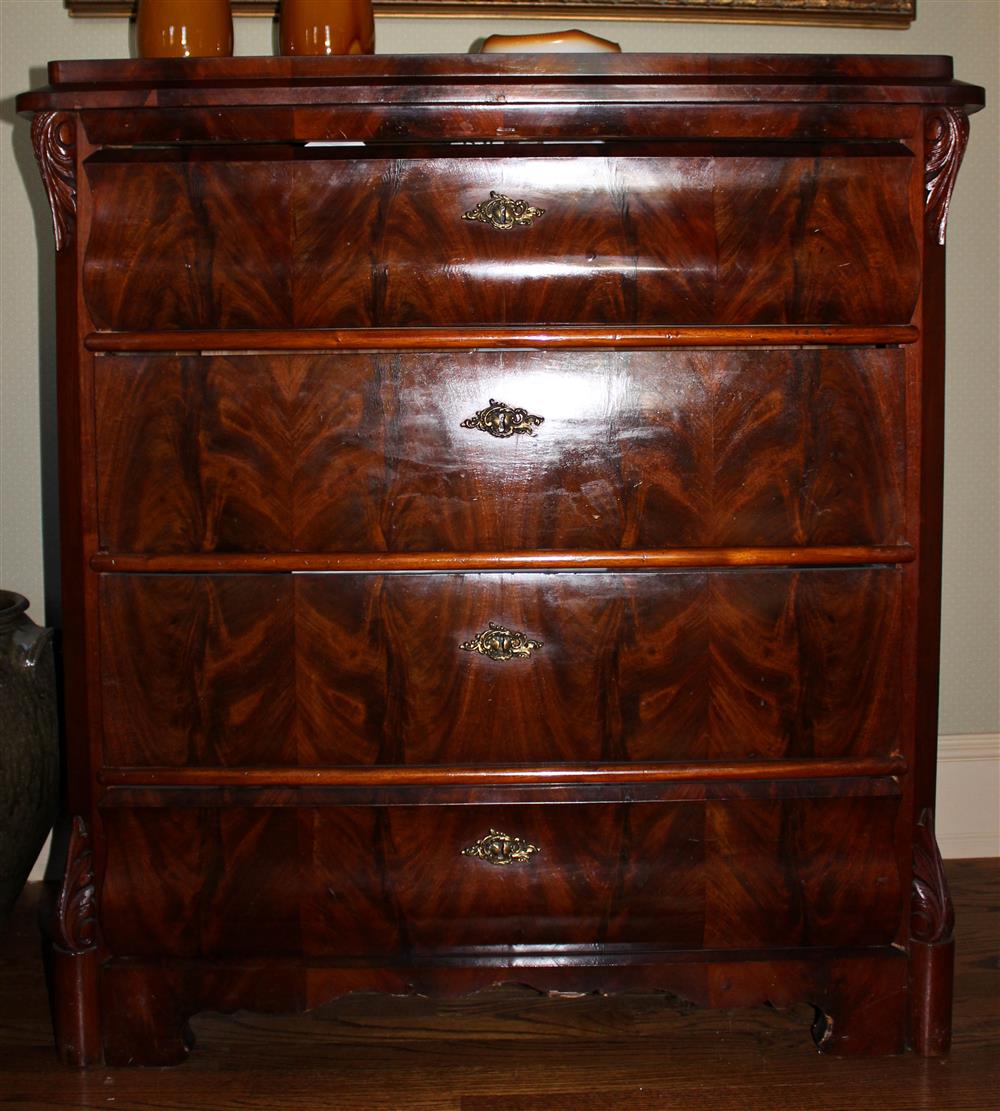 Appraisal: BIEDERMEIER STYLE MAHOGANY CHEST OF DRAWERS the curved rectangular top