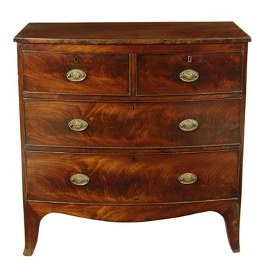 Appraisal: An early th century mahogany bowfront chest of two short