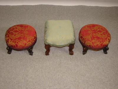 Appraisal: A PAIR OF VICTORIAN MAHOGANY FOOT STOOLS of circular form