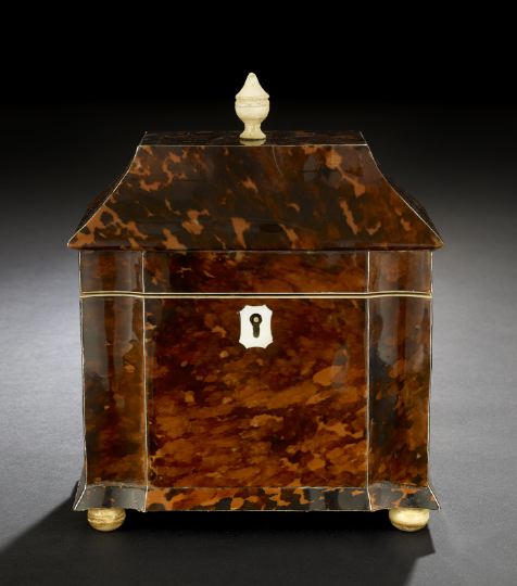 Appraisal: Attractive Edwardian Tortoiseshell Double-Compartment Tea Box first quarter th century