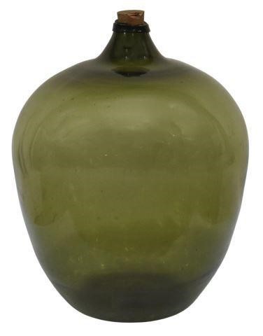 Appraisal: Large French green glass carboy having a short neck with