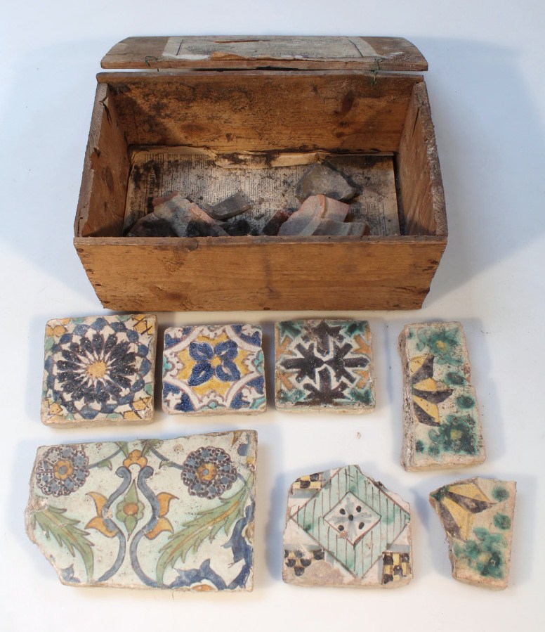 Appraisal: Various thC tin glazed Iznic type polychrome tiles to include