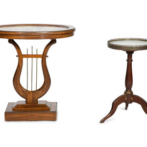 Appraisal: Two Continental Marble-Top Side Tables Early th Century Height of