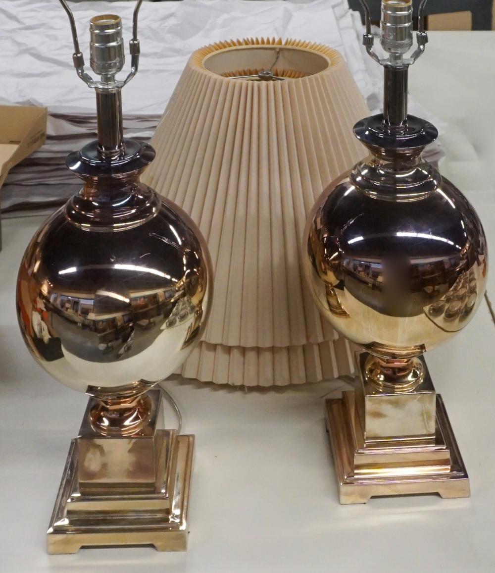 Appraisal: Pair of Annealed Stainless Steel Table Lamps