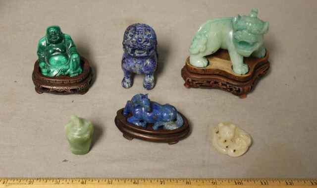 Appraisal: Asian Hardstone Lot Includes a white jade beast a malachite