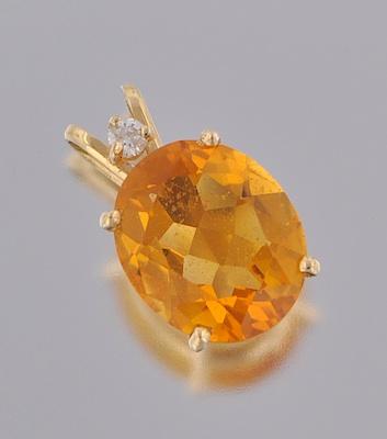 Appraisal: A Honey Color Citrine and Diamond Pendant k yellow gold