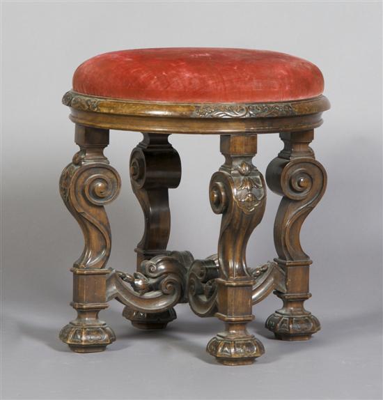 Appraisal: A Renaissance Revival Stool Height x diameter inches