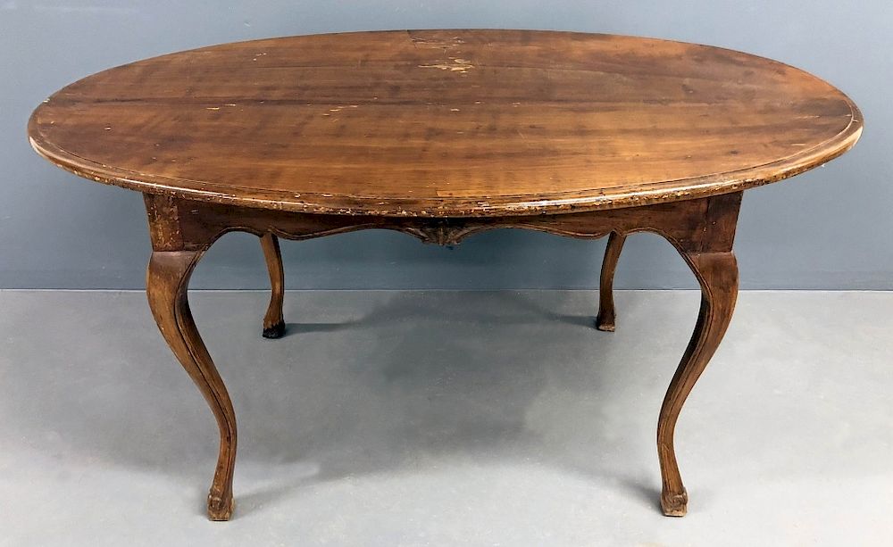 Appraisal: French Walnut Oval Top Table French walnut oval top table