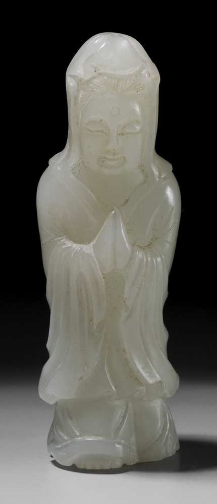 Appraisal: White Jade Toggle Chinese possibly Song dynasty translucent white Guanyin