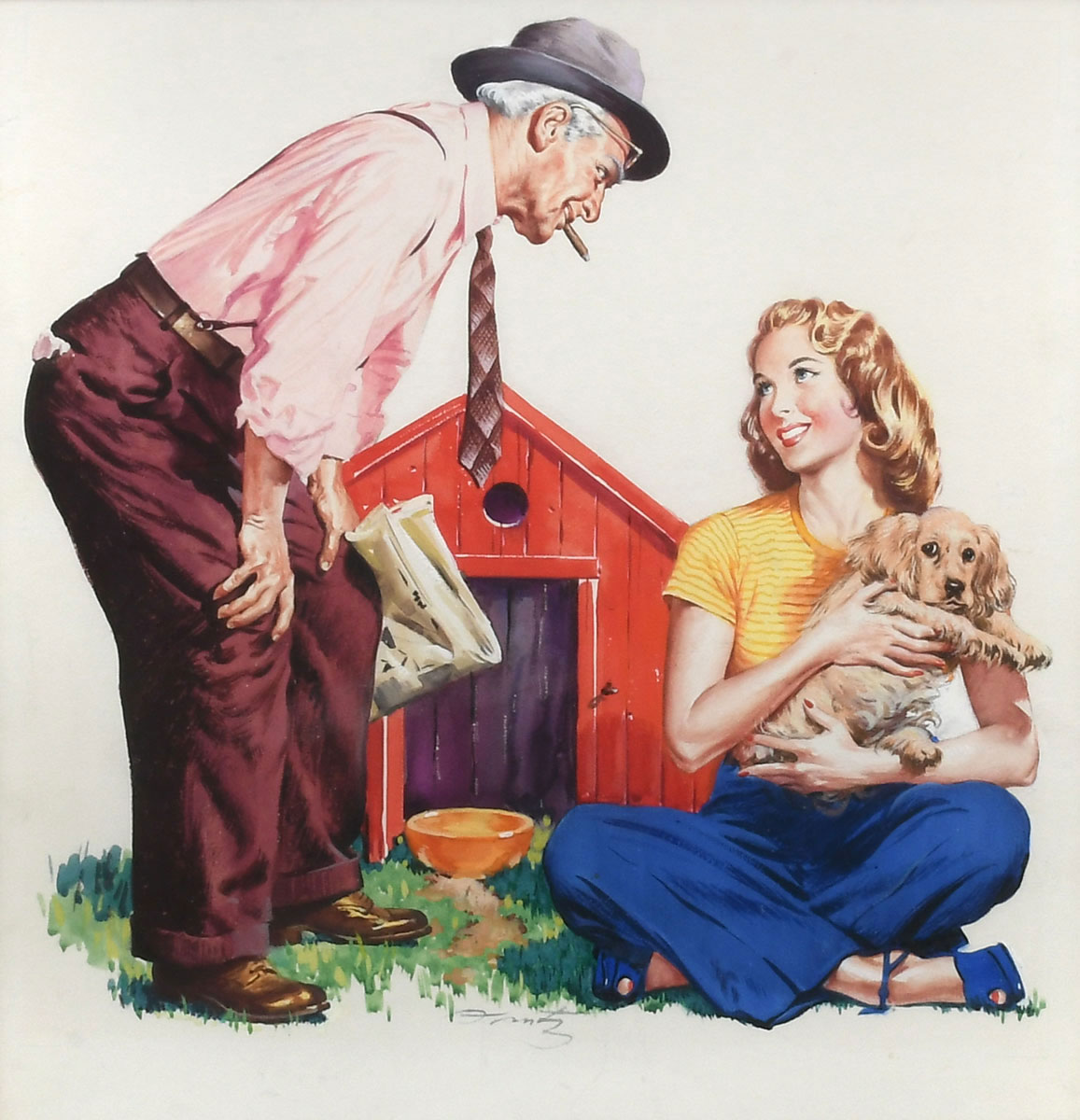 Appraisal: FRANTZ Samuel Marshall American - Man Talking to Girl with