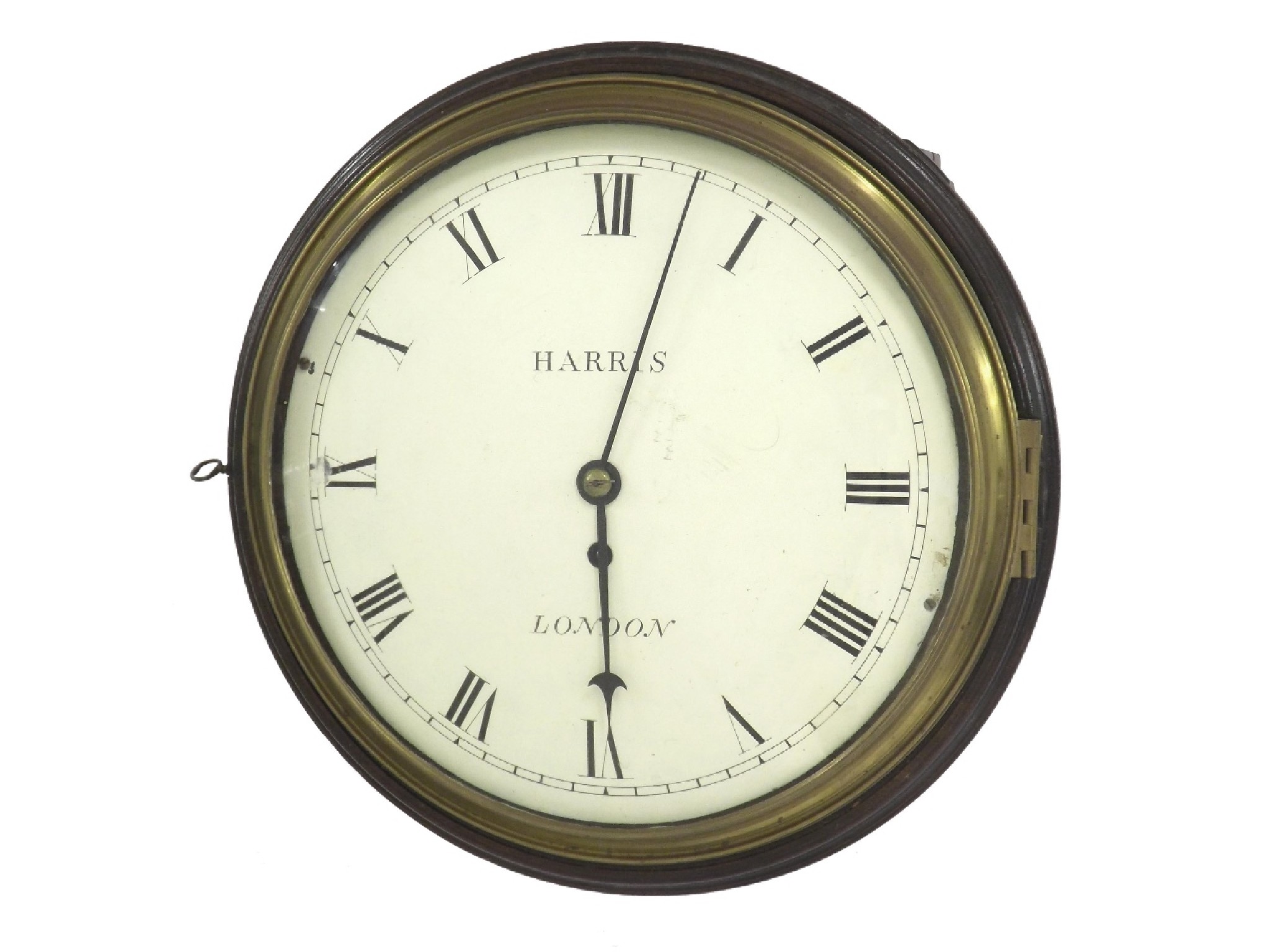 Appraisal: Mahogany single fusee convex wall dial clock signed Harris London