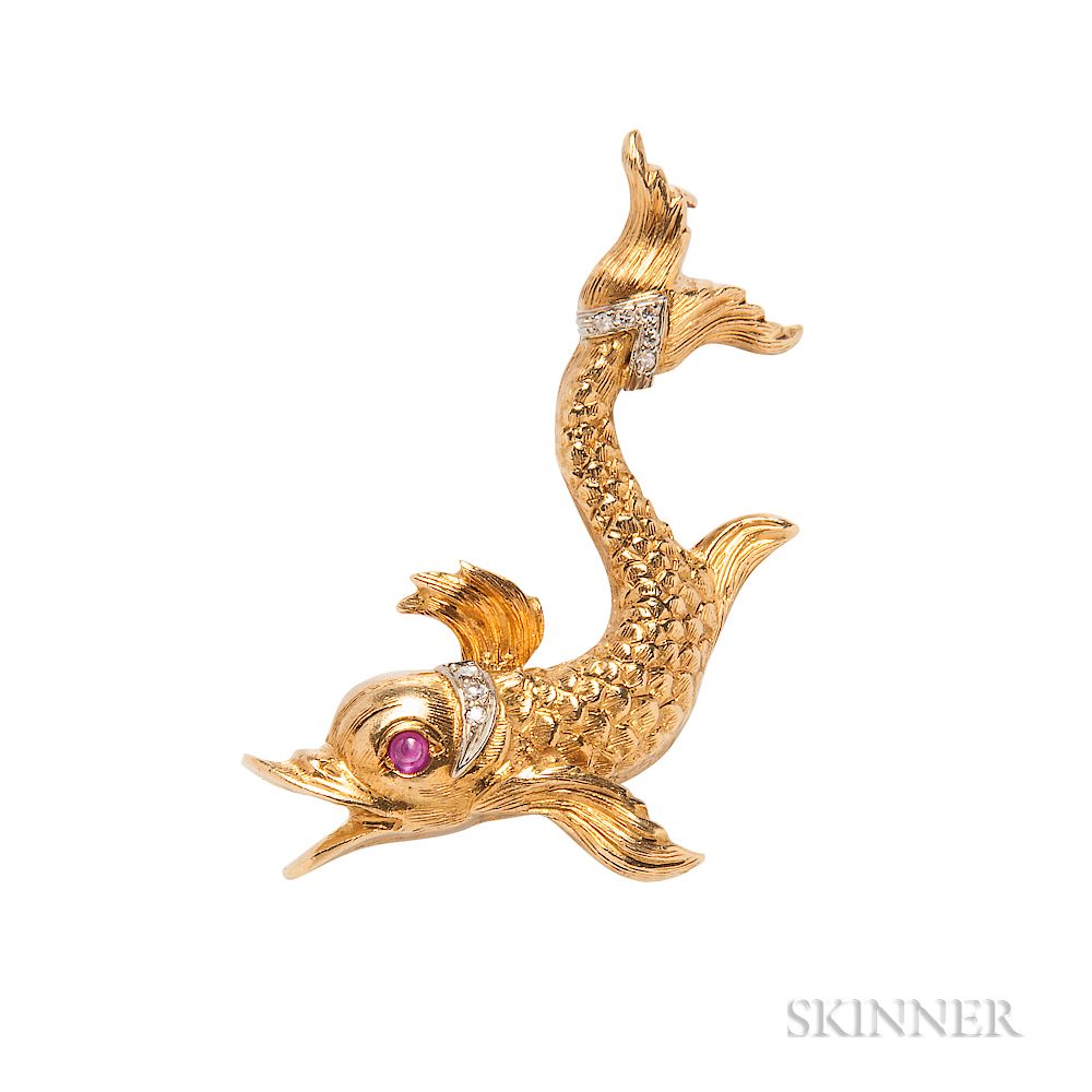 Appraisal: kt Gold Dolphin Brooch Buccellati kt Gold Dolphin Brooch Buccellati