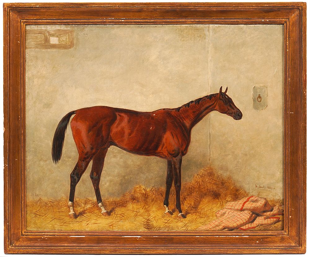 Appraisal: Harry Hall 'Lord Lyon' Horse Oil on Canvas Harry Hall