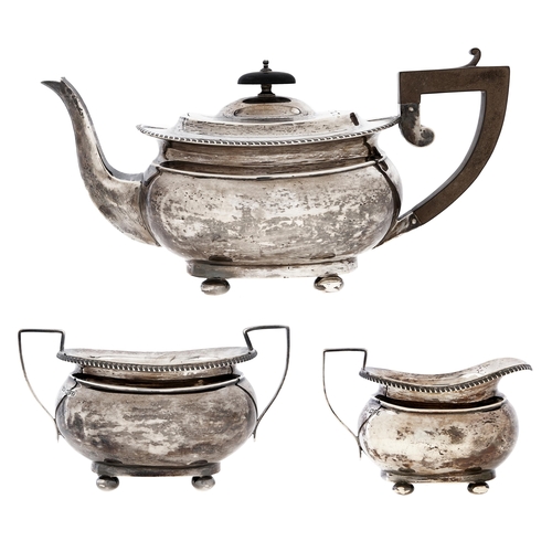 Appraisal: A George V three piece silver tea service with gadrooned