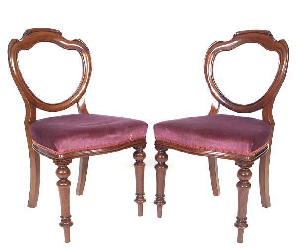 Appraisal: A set of five Victorian mahogany dining chairs fourth quarter