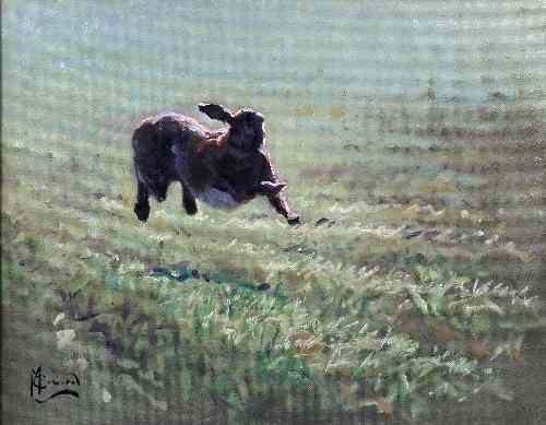 Appraisal: Mick Causton - Oil painting - Study of a running