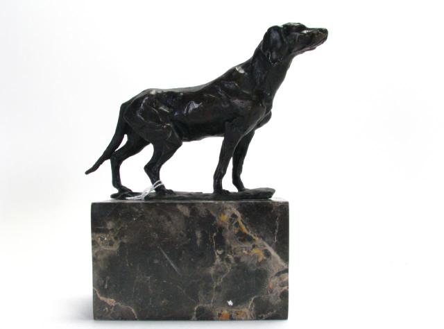 Appraisal: Bronzed Metal Sculpture '' X '' Depicting A Short-haired Pointer