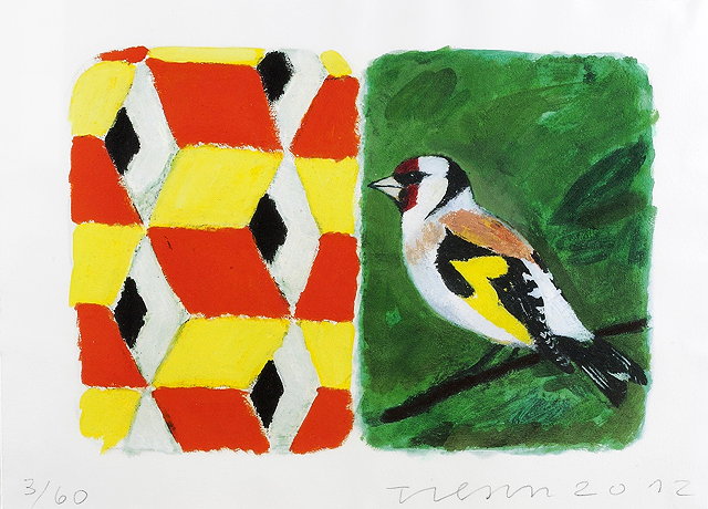 Appraisal: Joe Tilson British b Stones of Venice Goldfinch Diptych signed