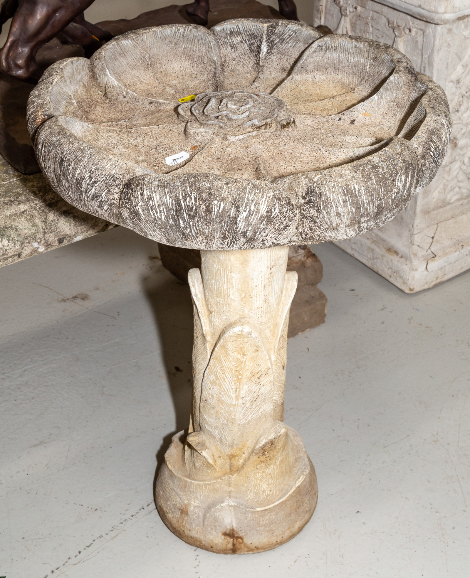 Appraisal: CEMENT BIRD BATH th century in H in Diam