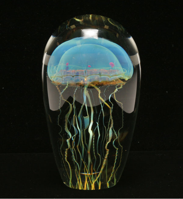 Appraisal: Rick Satava glass paperweight with jellyfish Signed H