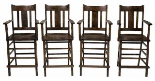 Appraisal: Set of Four Arts and Crafts Oak Billiards Chairs one