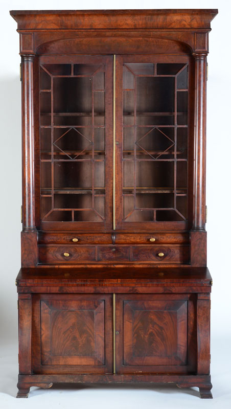 Appraisal: AMERICAN CLASSICAL MAHOGANY SECRETARY BOOKCASE IN THE STYLE OF MEEKS