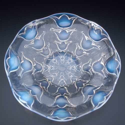 Appraisal: R LALIQUE Shallow bowl Campanules opalescent c M p No