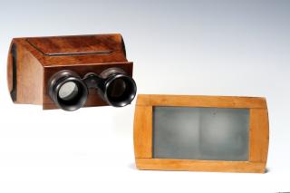 Appraisal: TWO TH CENTURY BREWSTER TYPE STEREOSCOPES Including a figured walnut