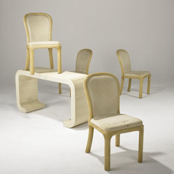 Appraisal: STYLE OF KARL SPRINGER Set of four side chairs with