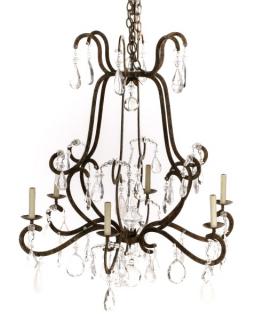 Appraisal: Louis XVI Style Iron Crystal Chandelier Louis XVI style iron