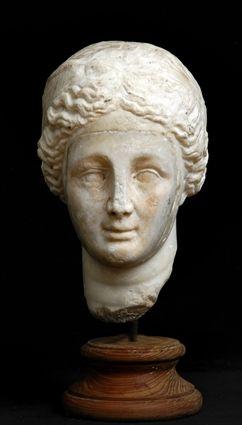 Appraisal: CARVED MARBLE HEAD OF A ROMAN MATRON AFTER THE ANTIQUE