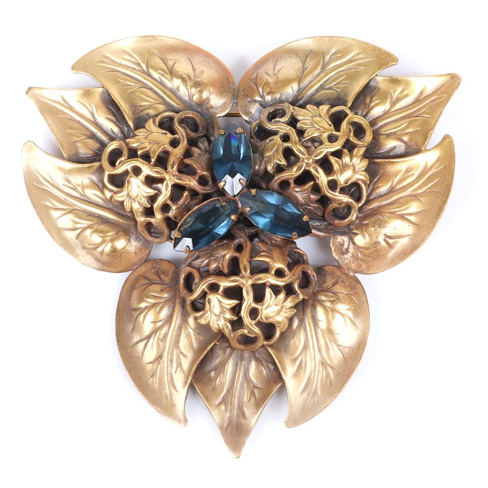 Appraisal: JOSEFF OF HOLLYWOOD LARGE GOLD TONE BROOCH WITH LAYERED HEART-SHAPED