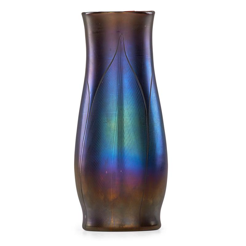 Appraisal: LOETZ Tall iridescent glass vase LOETZ Tall iridescent glass vase