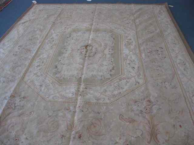 Appraisal: Aubusson Handmade Room Size Rug elegant florals soft coloring flat