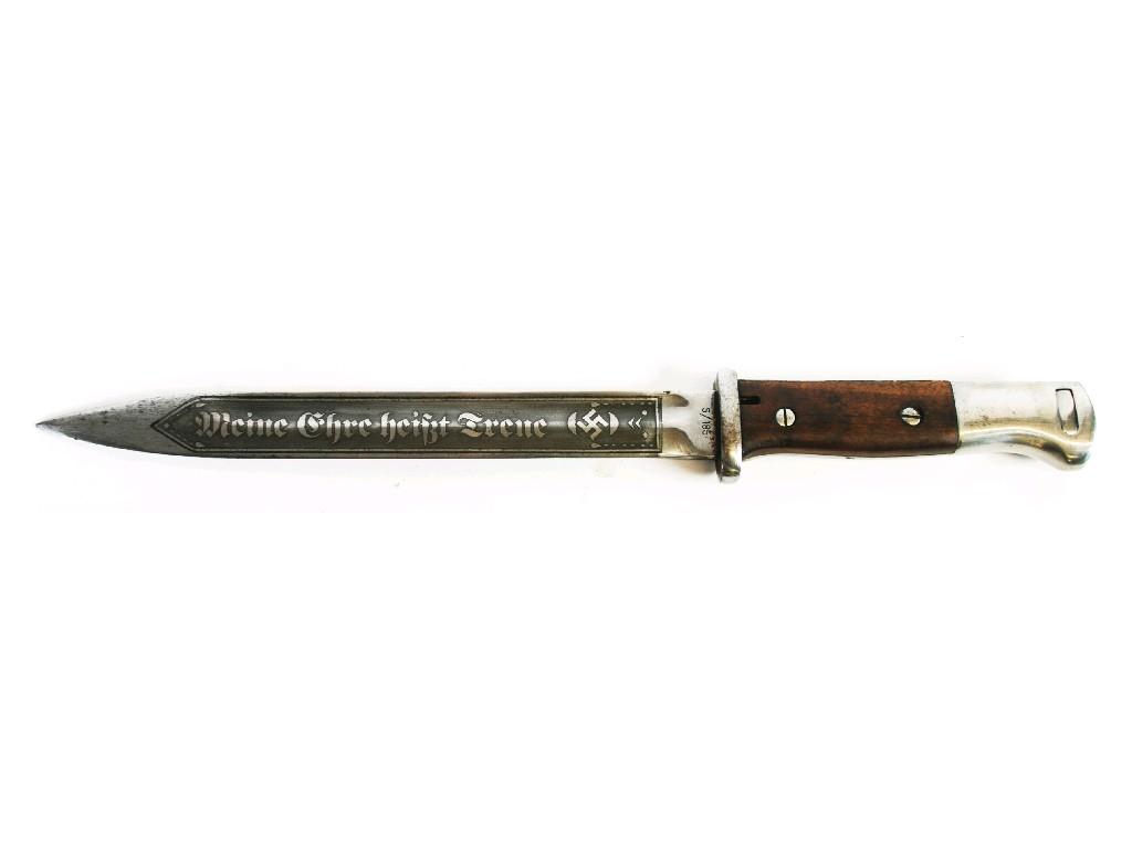 Appraisal: STANDARD GERMAN MAUSER BAYONET WITH blade later etched decoration to