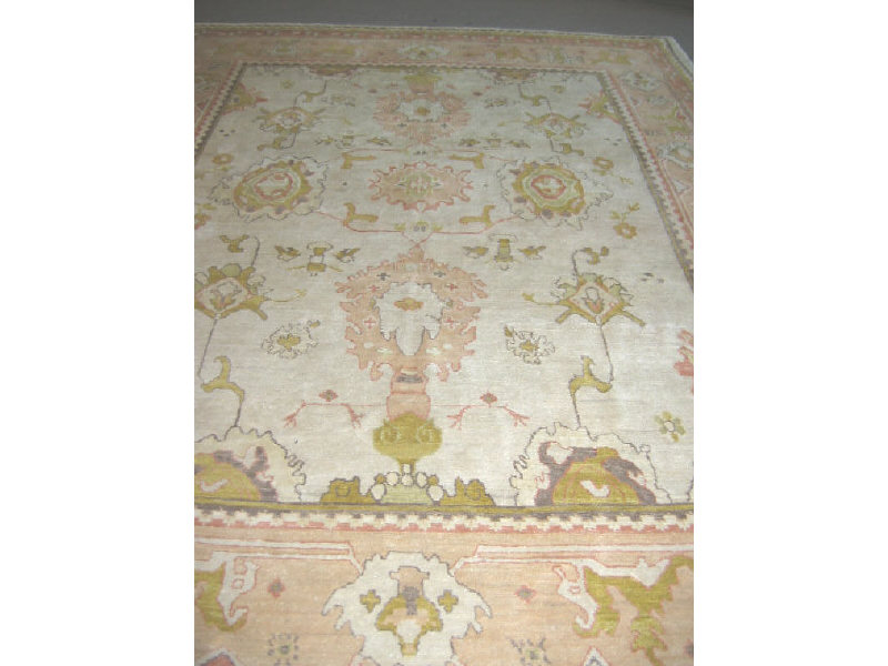 Appraisal: TIBETAN OUSHAK ROOM RUG The ivory to tan field shows