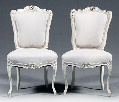 Appraisal: Pair Louis XV style side chairs each with carved and