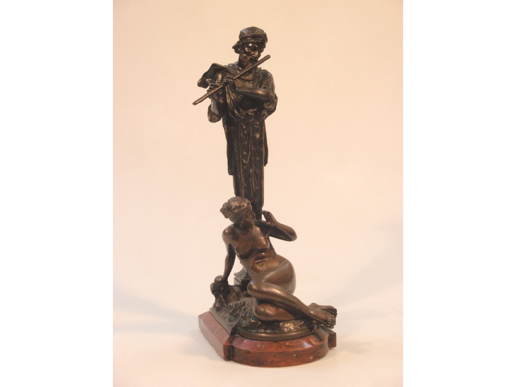 Appraisal: After Ferdinand Lepeke A bronze and spelter figure group of