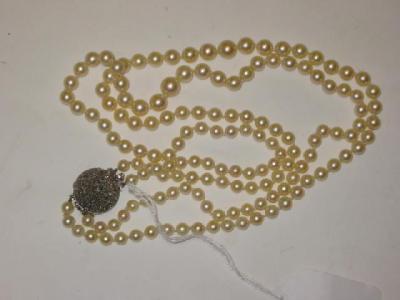 Appraisal: A TWO STRAND GRADUATED PEARL NECKLACE comprising pearls in all