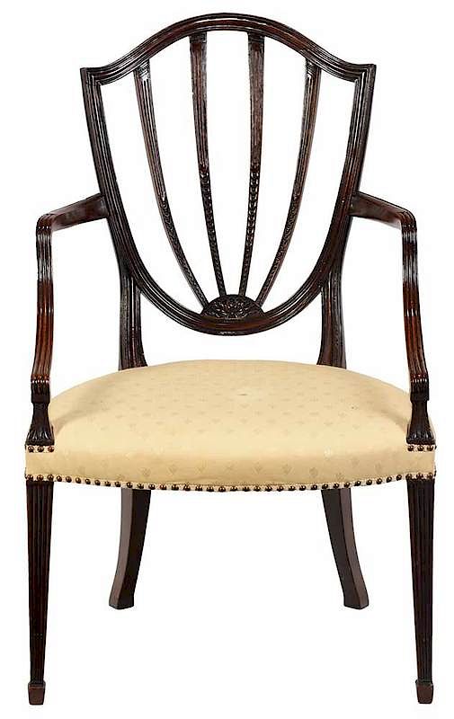 Appraisal: Fine George III Mahogany Shieldback Armchair British late th century