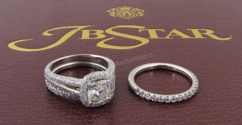 Appraisal: An engagement ring in platinum mounting by JB Star featuring