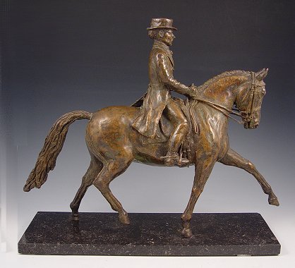 Appraisal: UNSIGNED BRONZE OF A GENTLEMAN ON A HORSE Affixed to