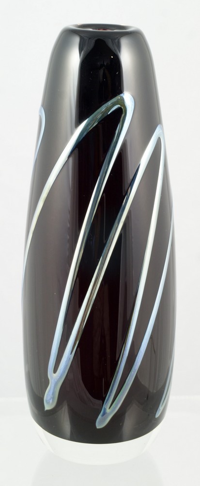 Appraisal: James Kingwell Art Glass Vase Amethyst with iridescent swooping lines